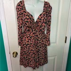 Trixxi Clothing Company Black Floral Puff Sleeve A-Line Dress Sweetheart Neck S